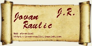 Jovan Raulić vizit kartica